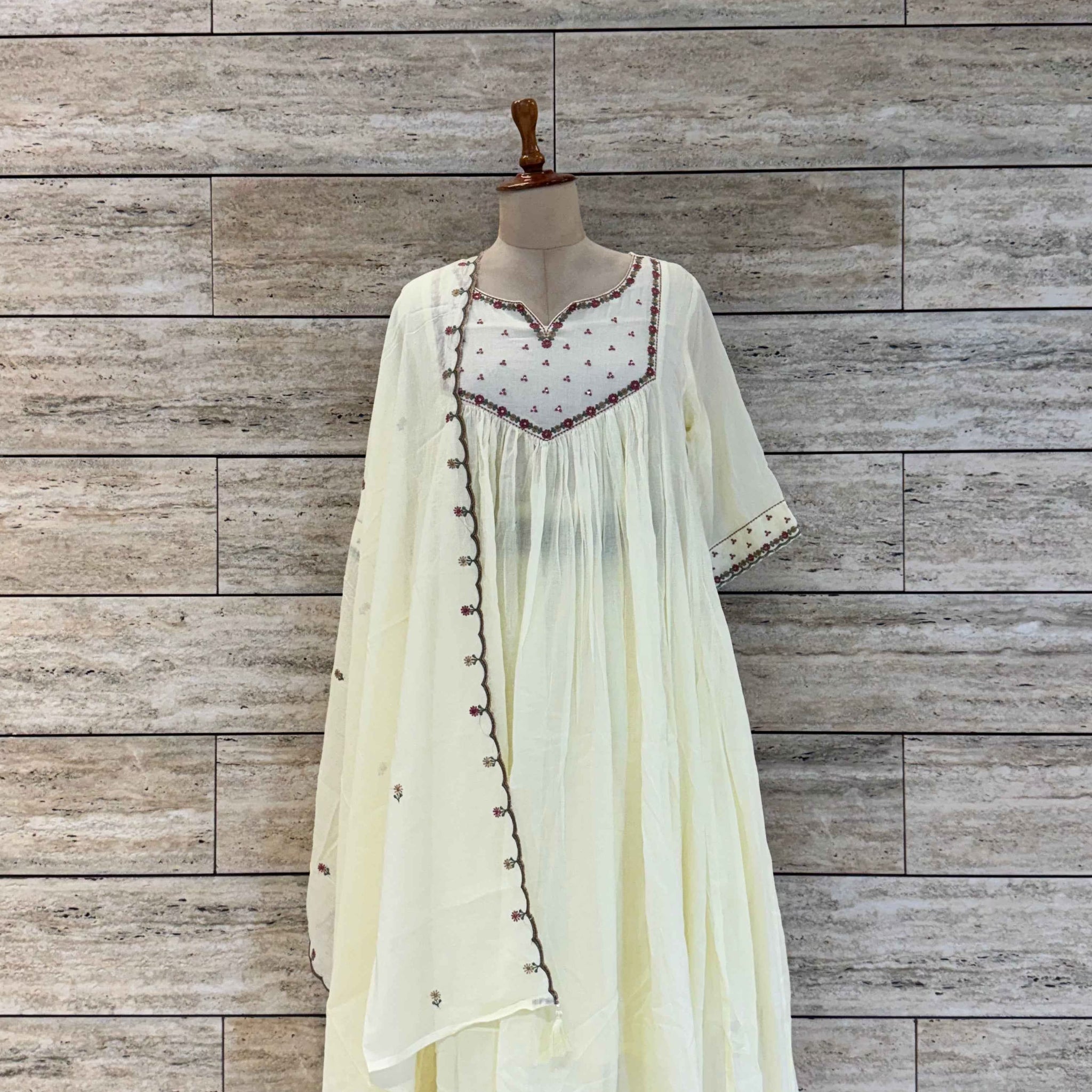 Pure Mul Cotton A Line Dupatta Set