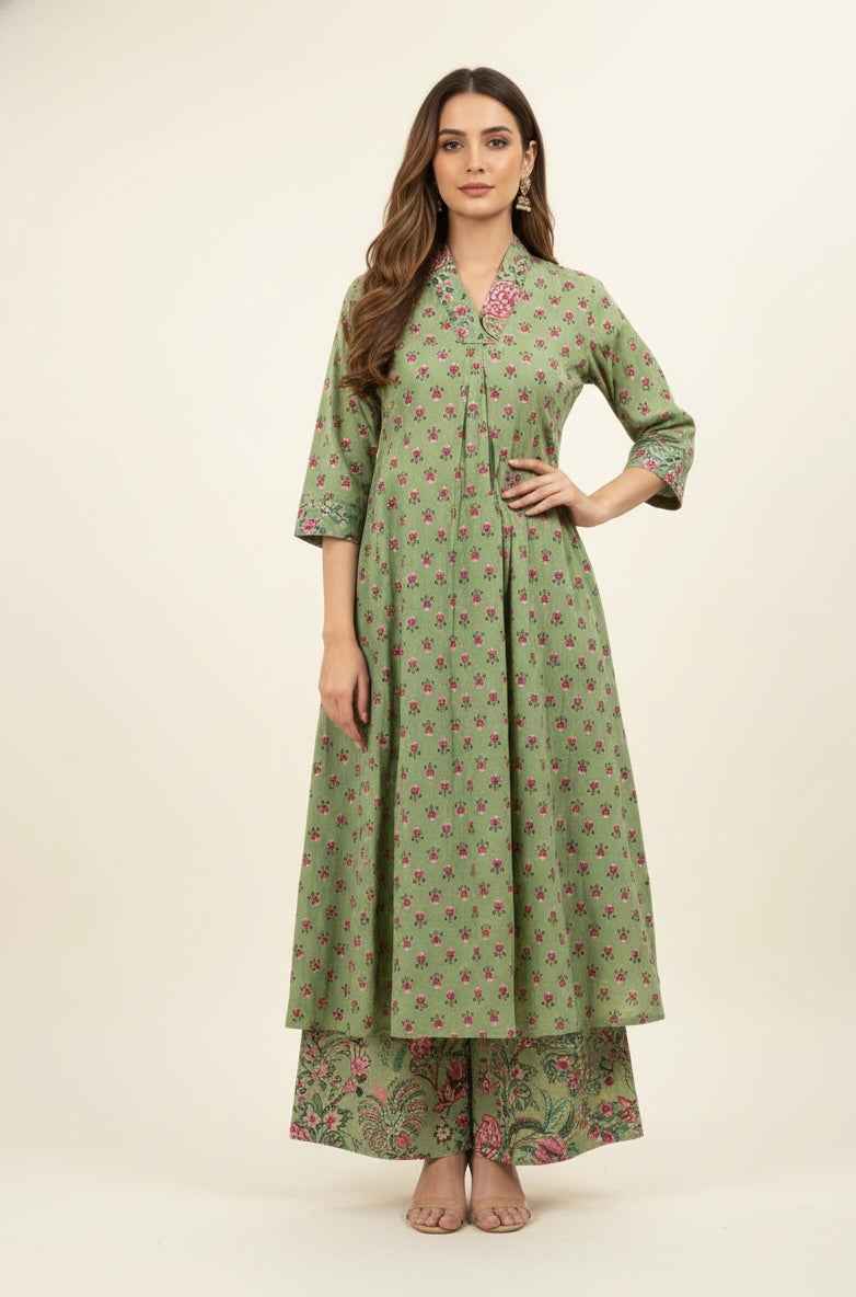 Pure Cotton A Line Two Piece With Palazzo