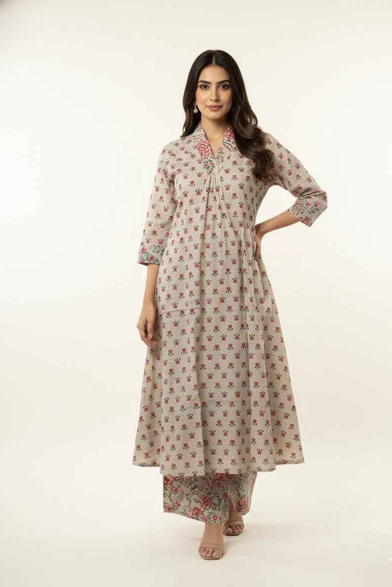 Pure Cotton A Line Two Piece With Palazzo