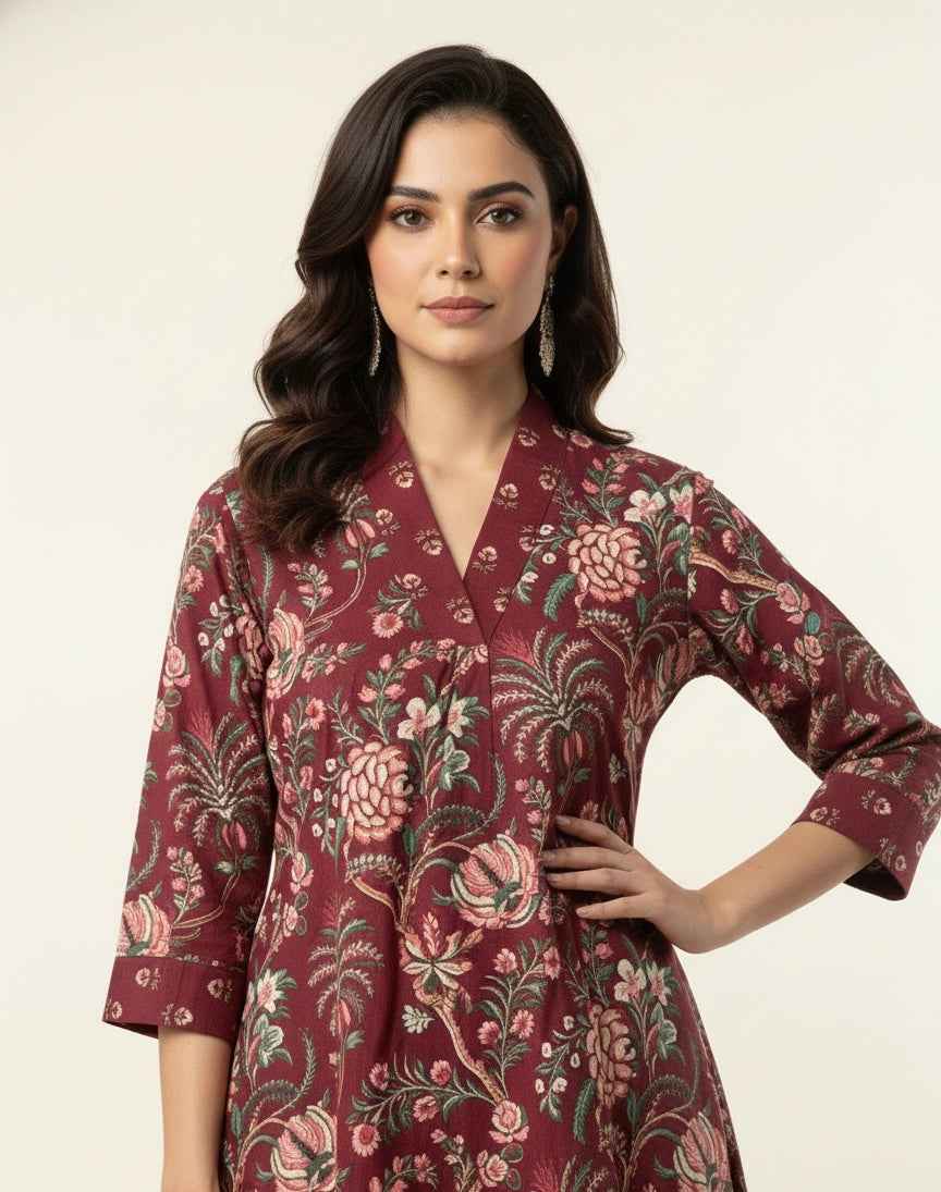 Pure Cotton Floral print Two Piece With Palazzo