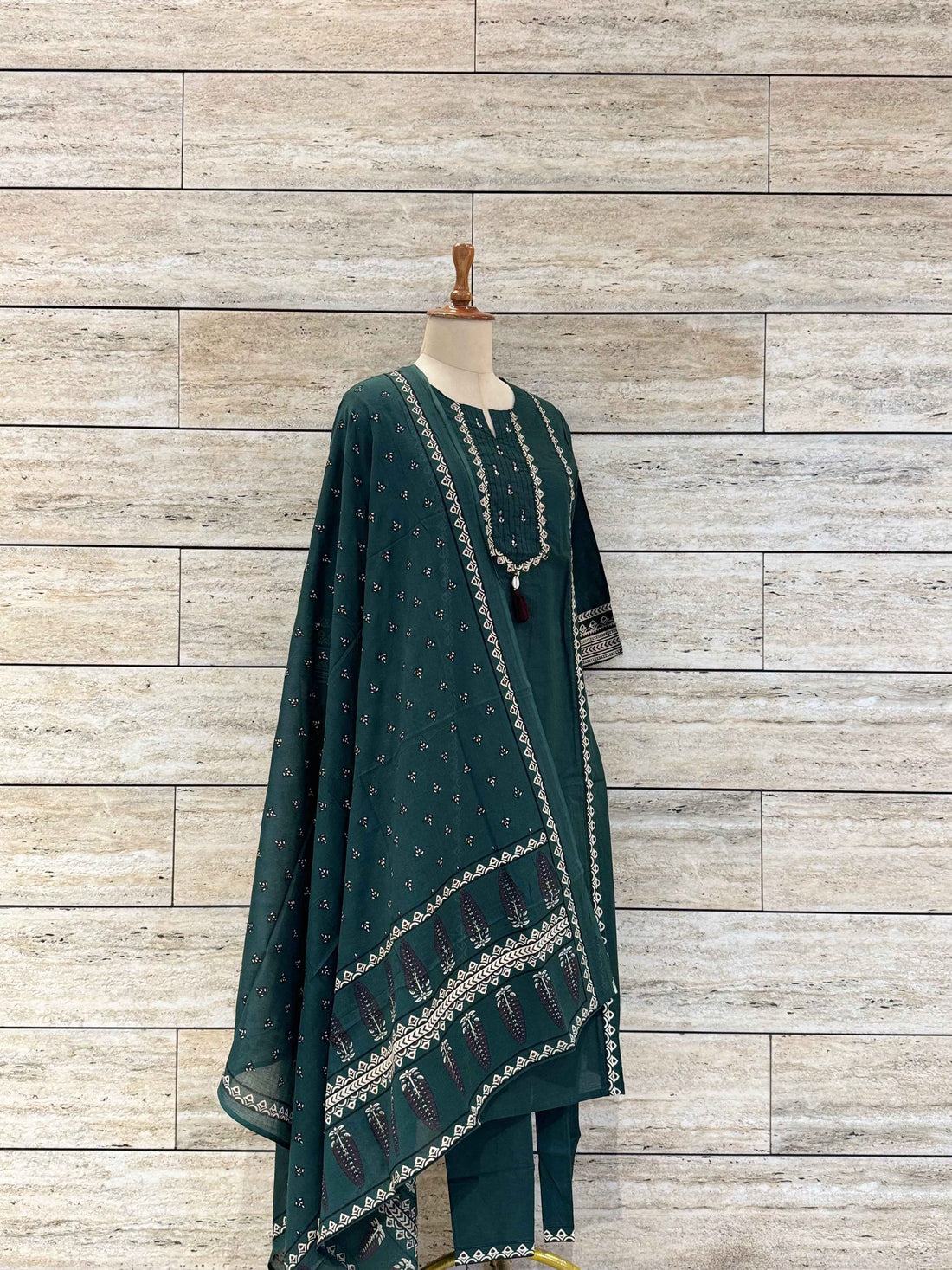 Pure Cotton With Embroidery Dupatta Set