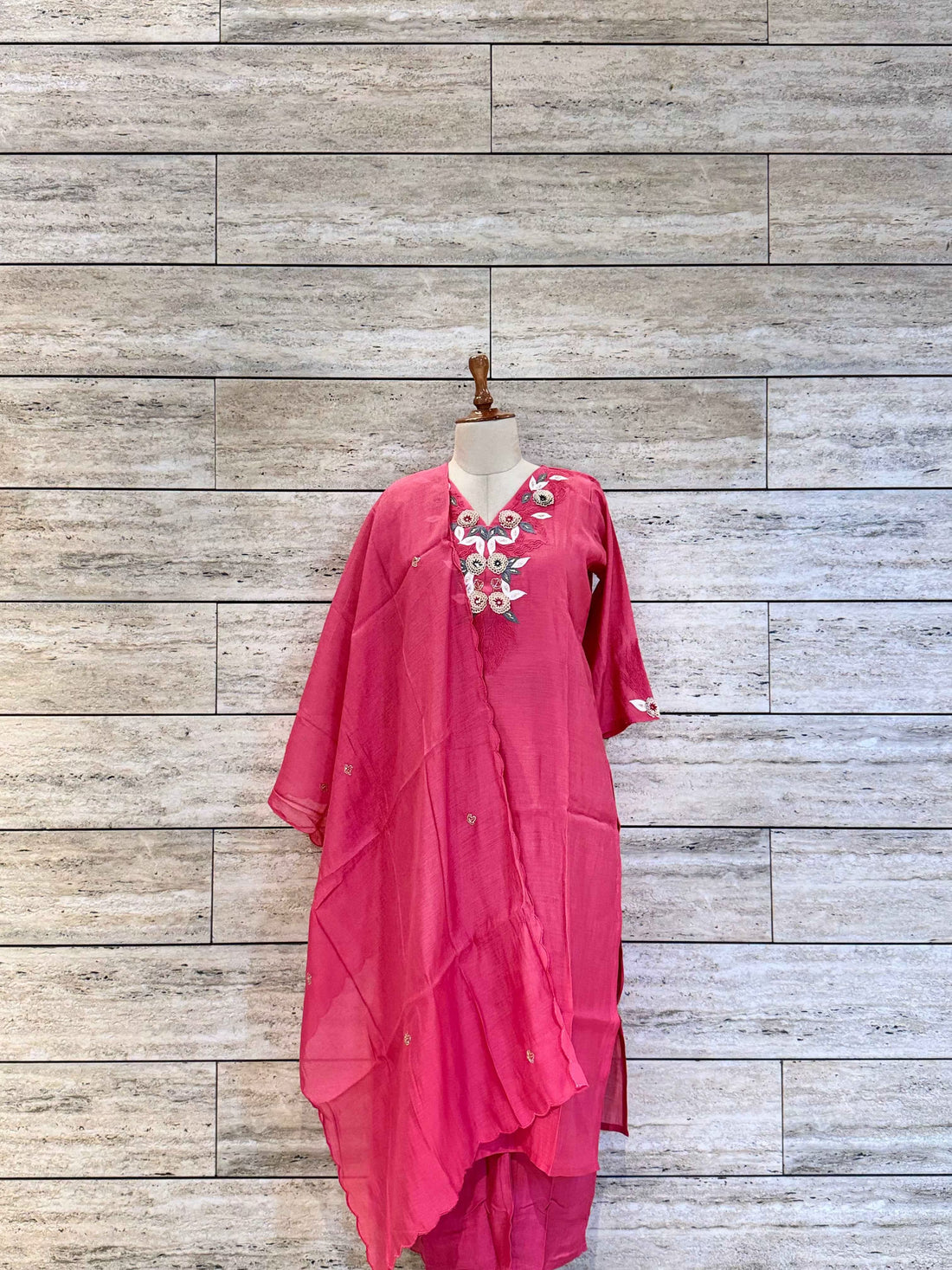 Pure Muslin With Embroidery Dupatta Set