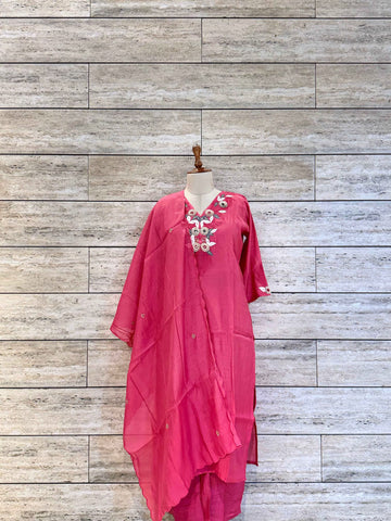 Pure Muslin With Embroidery Dupatta Set