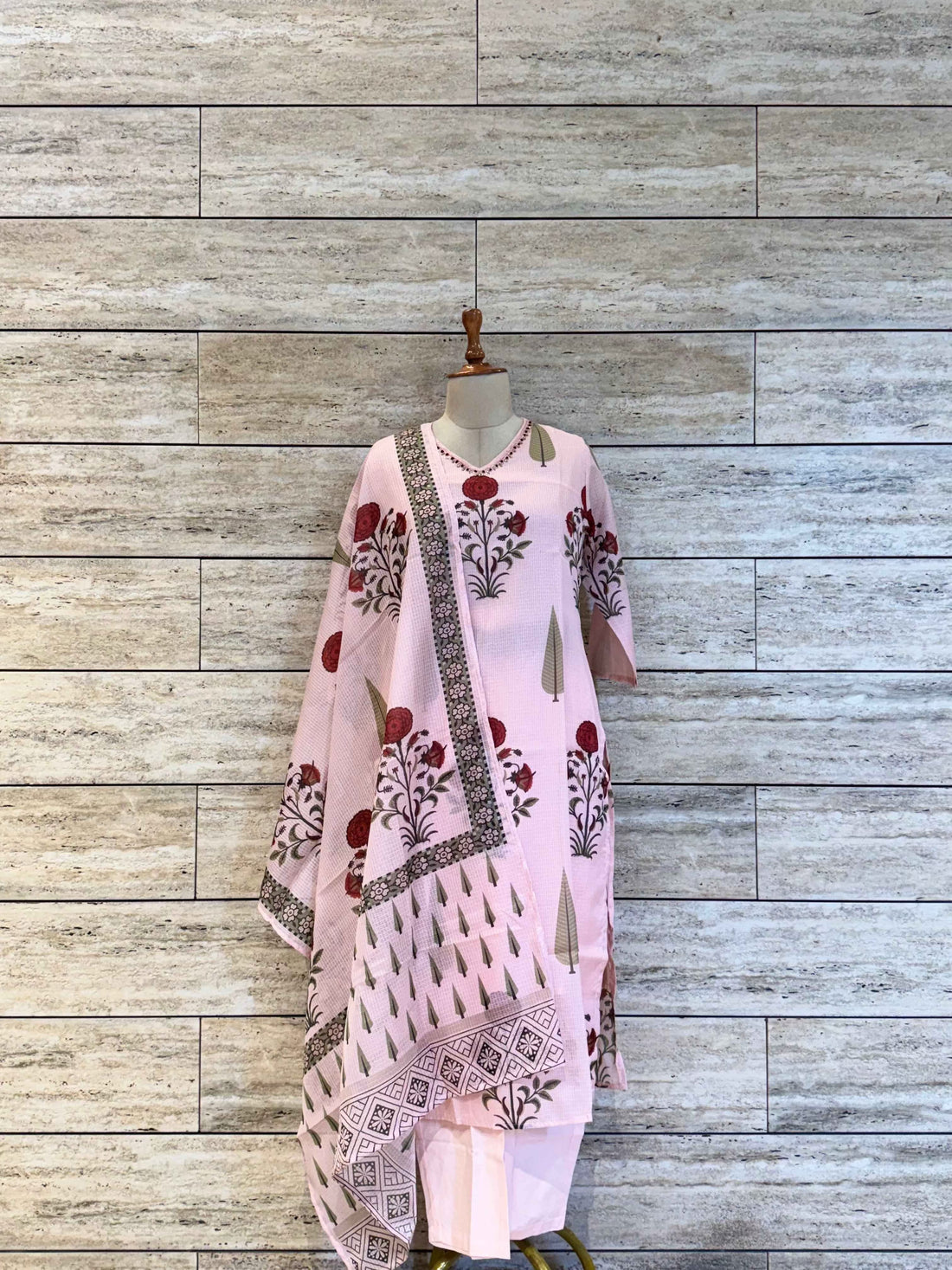 Pure Cotton Kota Doriya Floral Print Dupatta Set