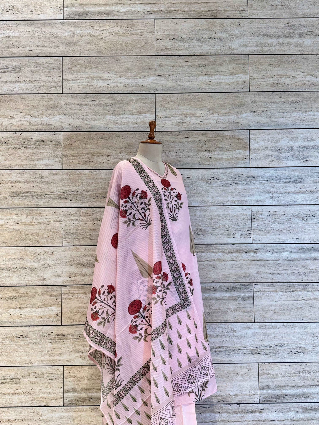 Pure Cotton Kota Doriya Floral Print Dupatta Set