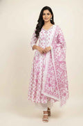 Premium Mul Cotton A Line Anarkali Dupatta Set