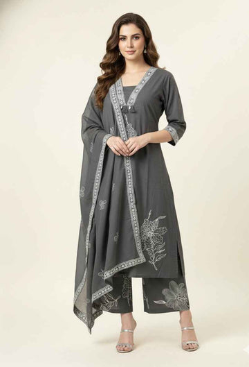 Pure Cotton Three Piece Dupatta Set