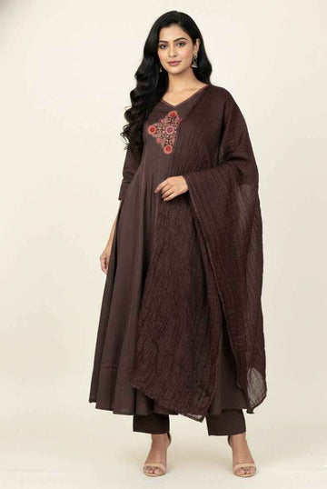 Premium Cotton A Line Anarkali Dupatta Set