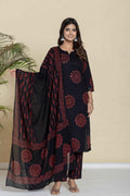 Pure Cotton Block Print Dupatta Set