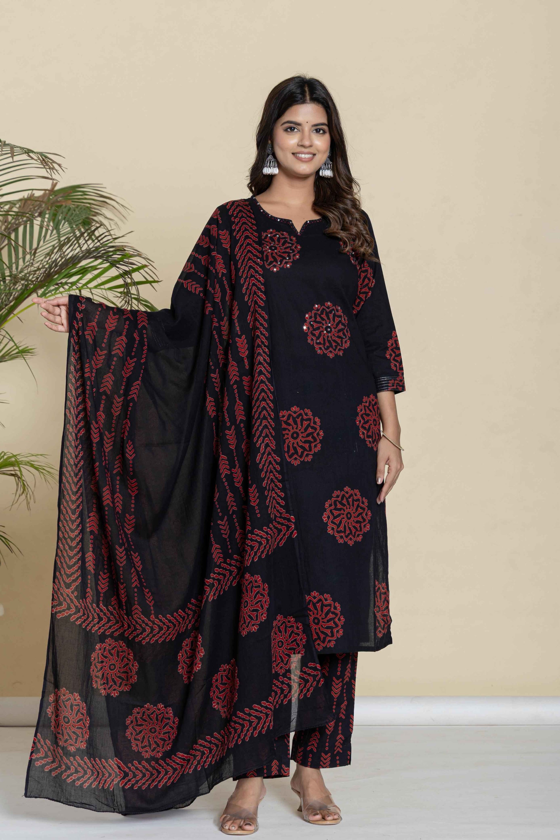 Pure Cotton Block Print Dupatta Set