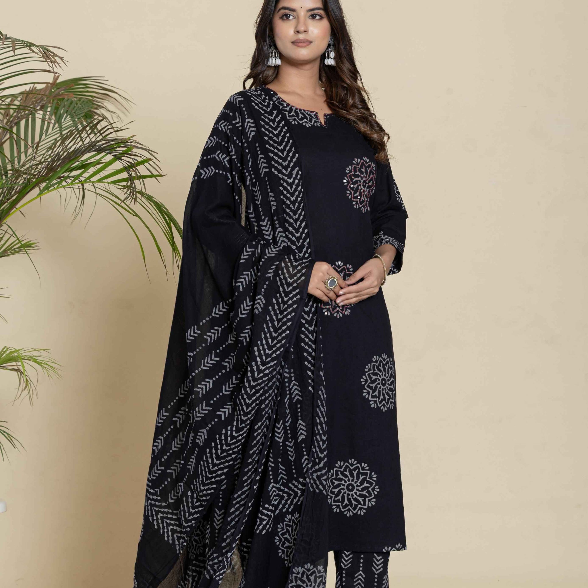 Pure Cotton Block Print Dupatta Set