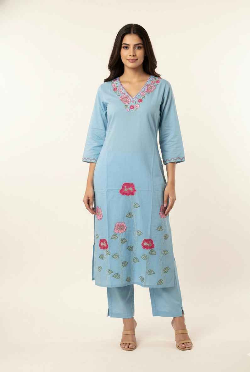 Pure Mul Cotton Three Piece Dupatta Set