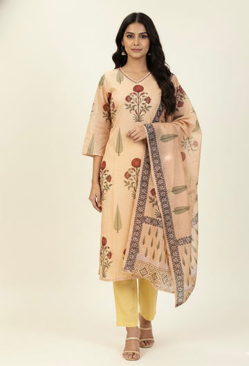 Kota Doriya Floral Print  Dupatta Set KD003