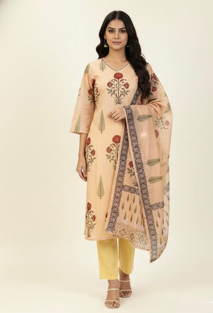 Kota Doriya Floral Print  Dupatta Set LC087