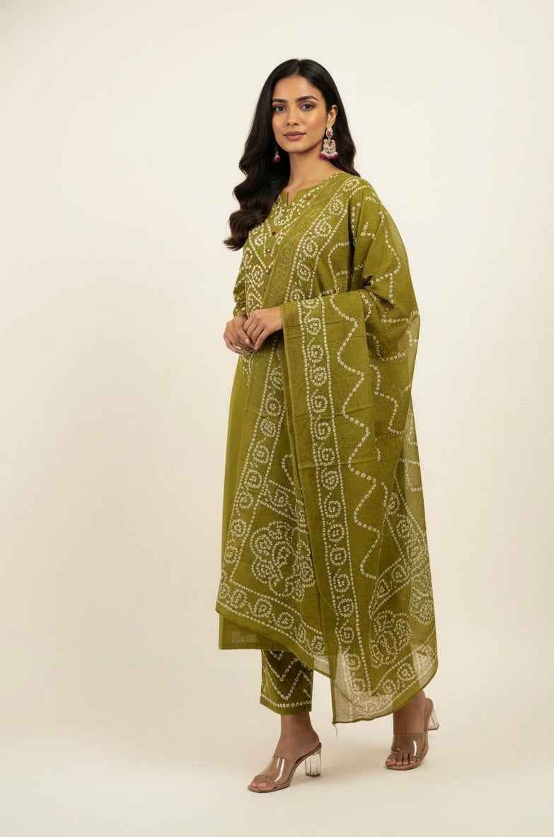 Pure Cotton Bandhej Print Dupatta Set CS0138