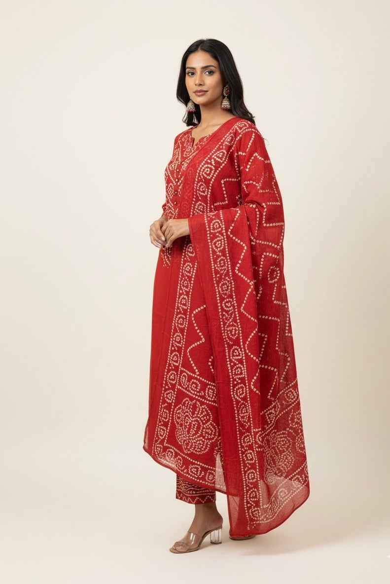Pure Cotton Bandhej Print Dupatta Set CS0138