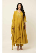 Pure Mul Cotton A Line Anarkali With Angrakha Style  Dupatta Set ANK028
