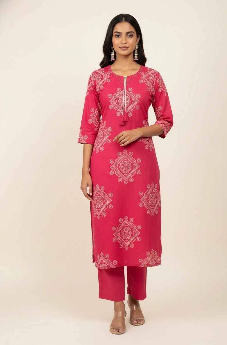 Pure Cotton  Bandhaz Print Dupatta Set CS0140