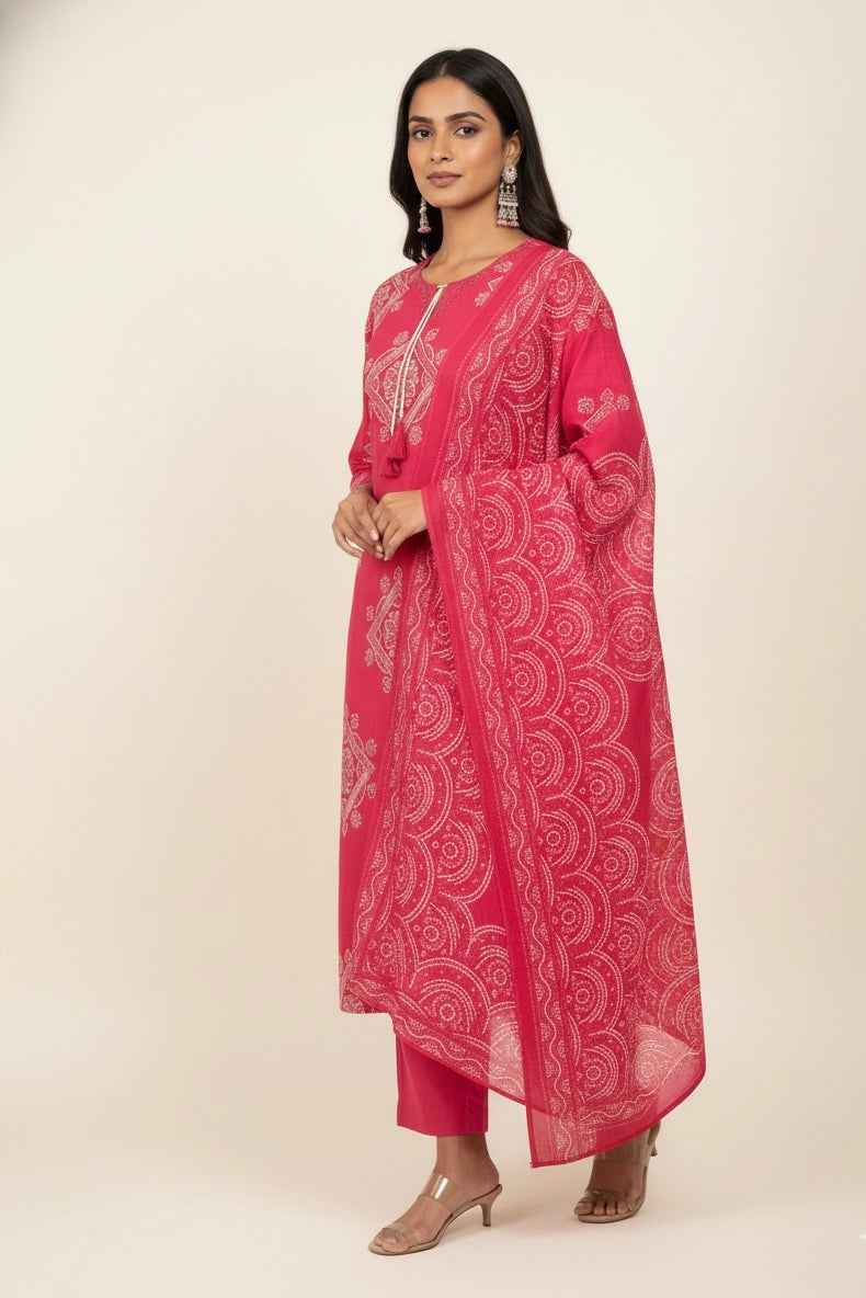 Pure Cotton  Bandhaz Print Dupatta Set CS0140