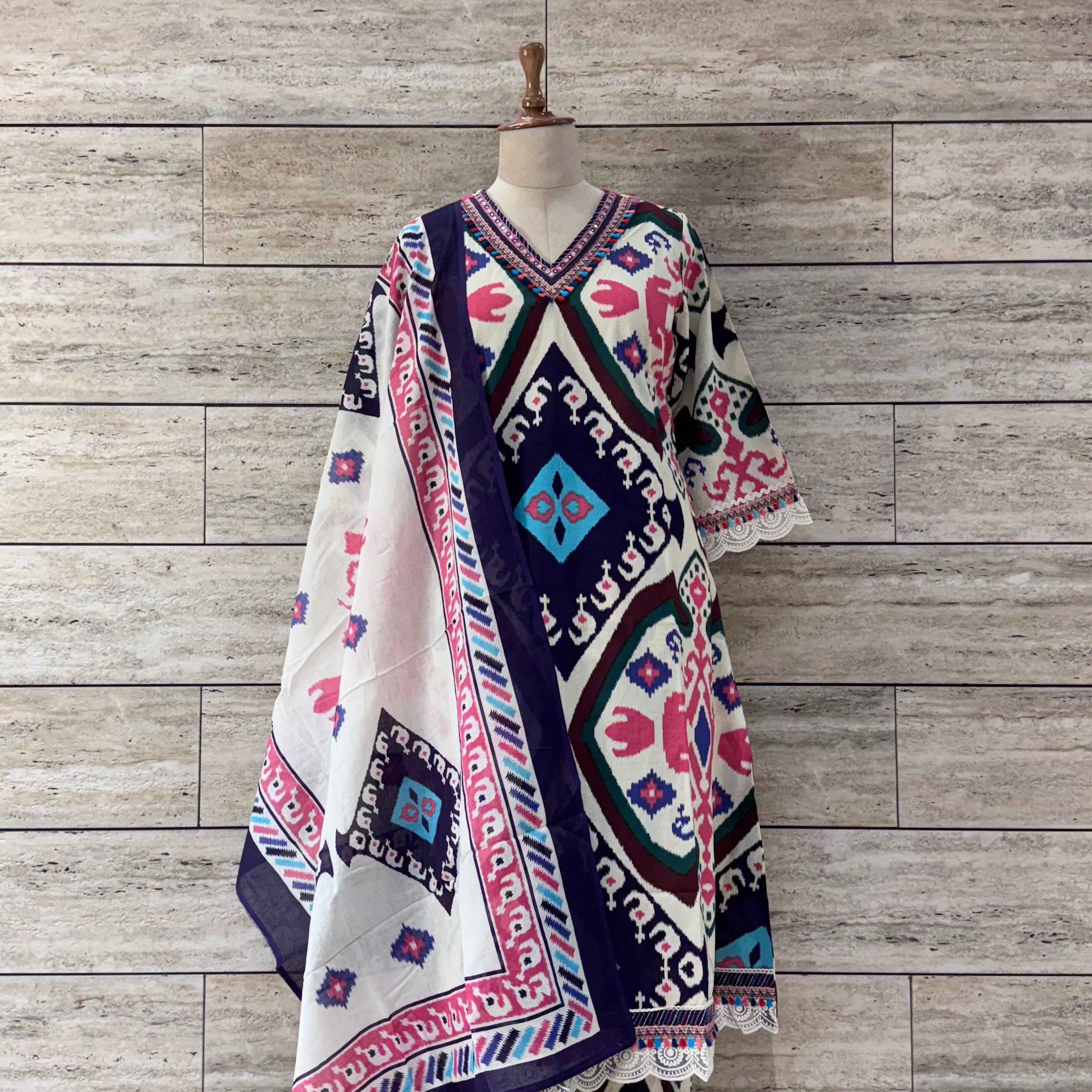 Ikkat Print Cotton Suit - CS039