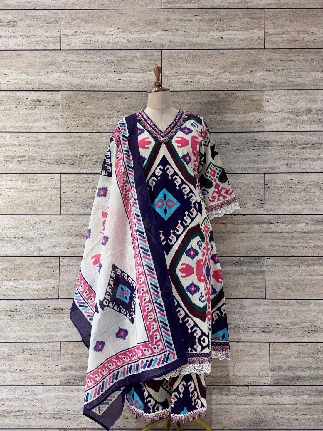 Ikkat Print Cotton Suit - CS039