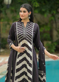 Pure Cotton A Line Mandarin Collar Dupatta Set