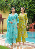 Pure Cotton A Line Dupatta Set With Kota Doriya