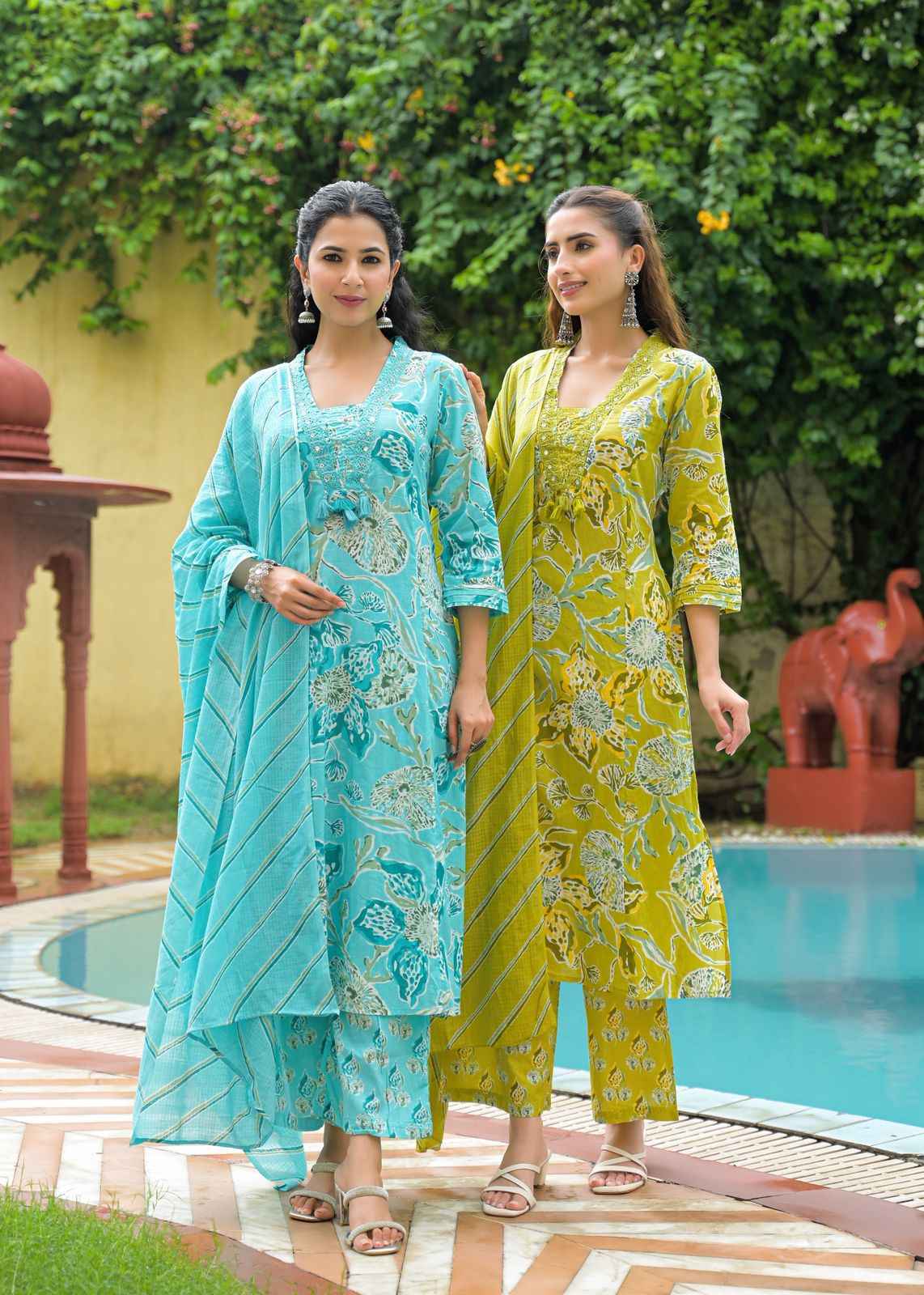 Pure Cotton A Line Dupatta Set With Kota Doriya