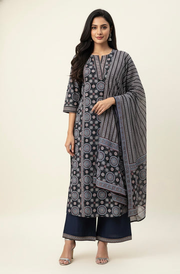 Ajrakh Print Pure Cotton Dupatta Set  LC019