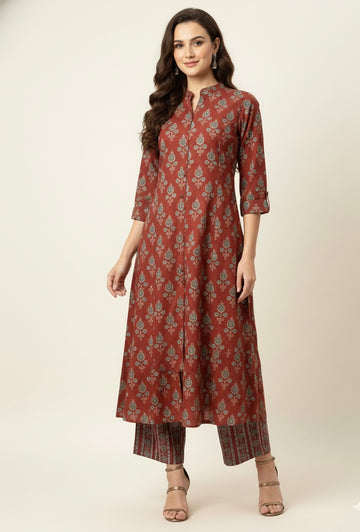 Hand Block Pure Cotton Two Piece Pant Set  LC060