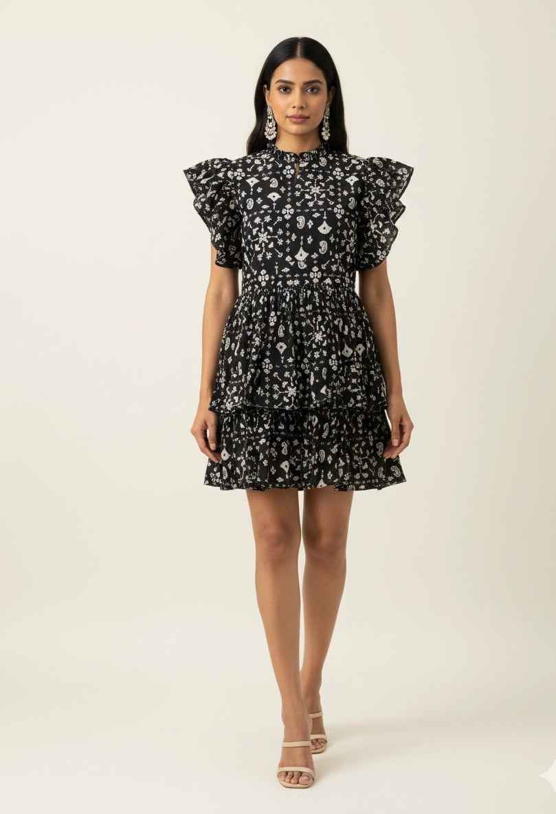 Pure Cotton Floral Print  One Piece Midi Dress SD011