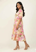 Pure Cotton Floral Print  One Piece Midi Dress  SD015