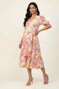 Pure Cotton Floral Print  One Piece Midi Dress  SD015
