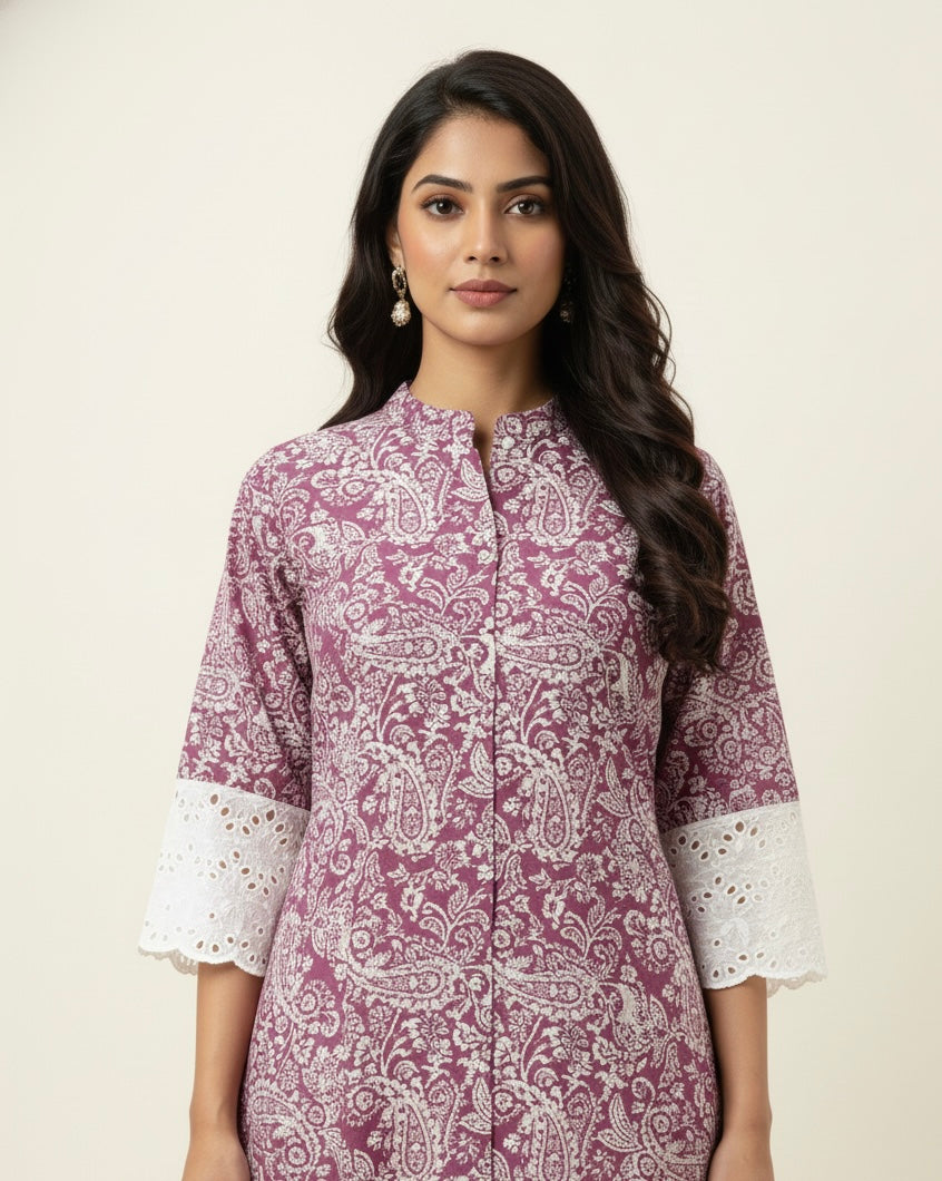 Lace Work Two Piece Pant Set   LC078