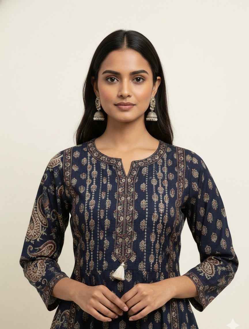 Pure Cotton A Line Block Print Dupatta Set CS0141