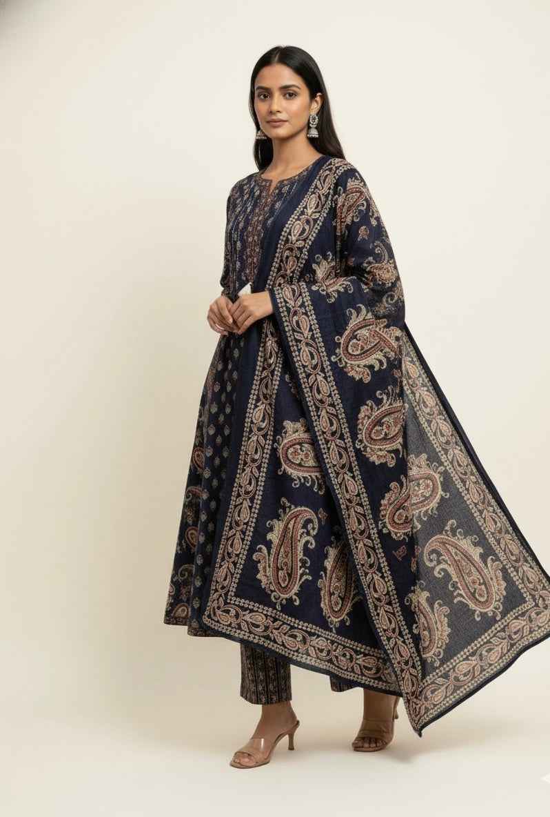 Pure Cotton A Line Block Print Dupatta Set CS0141