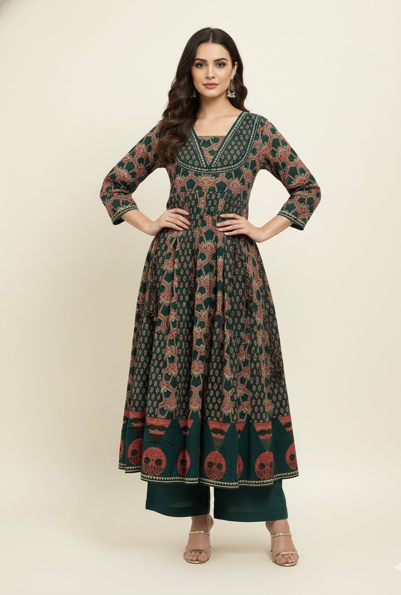 Pure Cotton Three Piece Anarkali Suits LC0102