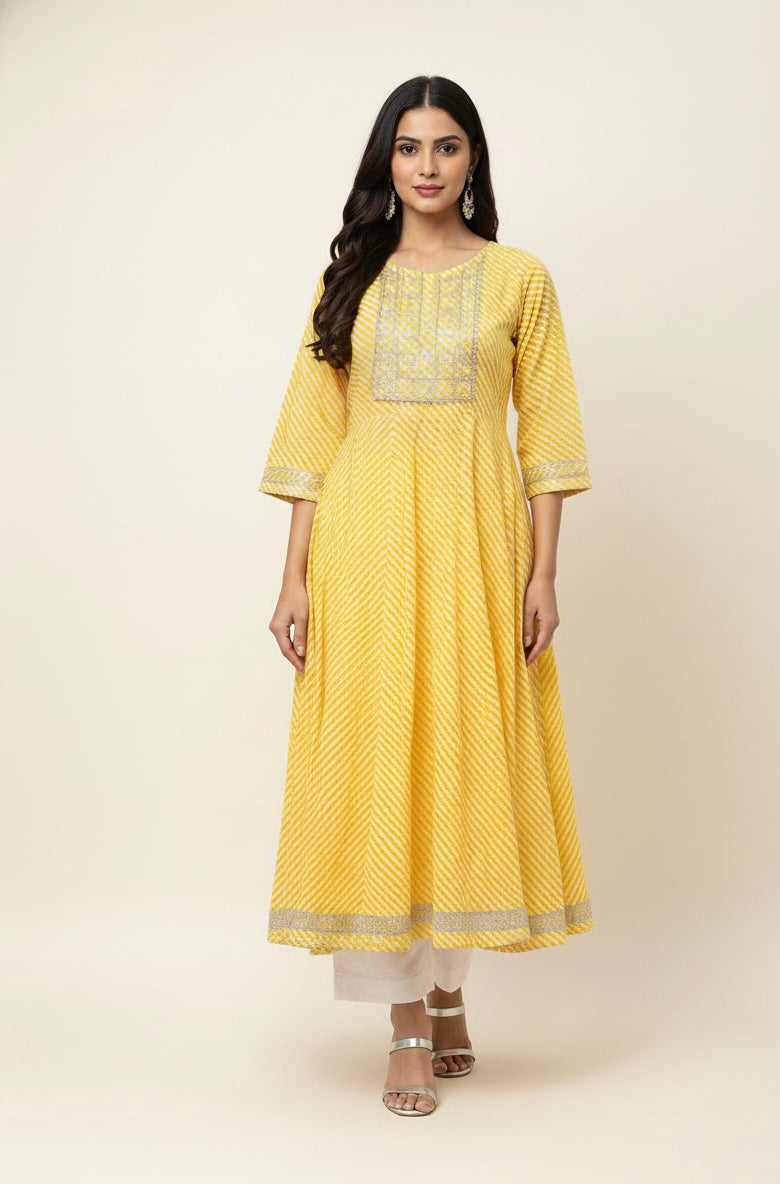 Pure Cotton A Line Three Piece Dupatta Set   FL0182