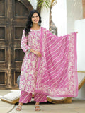 Pure Cotton A Line  Floral Print Dupatta Set