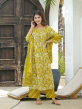 Pure Cotton A Line  Floral Print Dupatta Set
