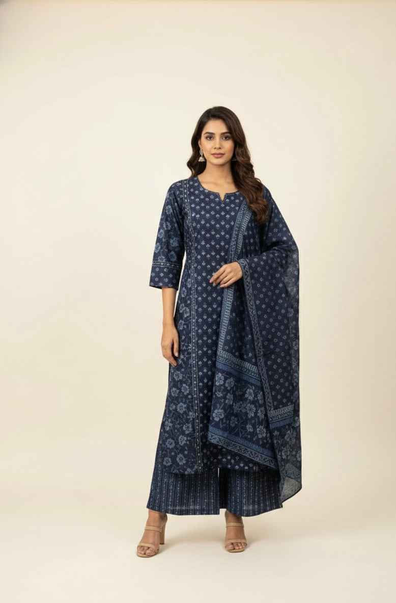 Pure Cotton Three Piece Dupatta Set