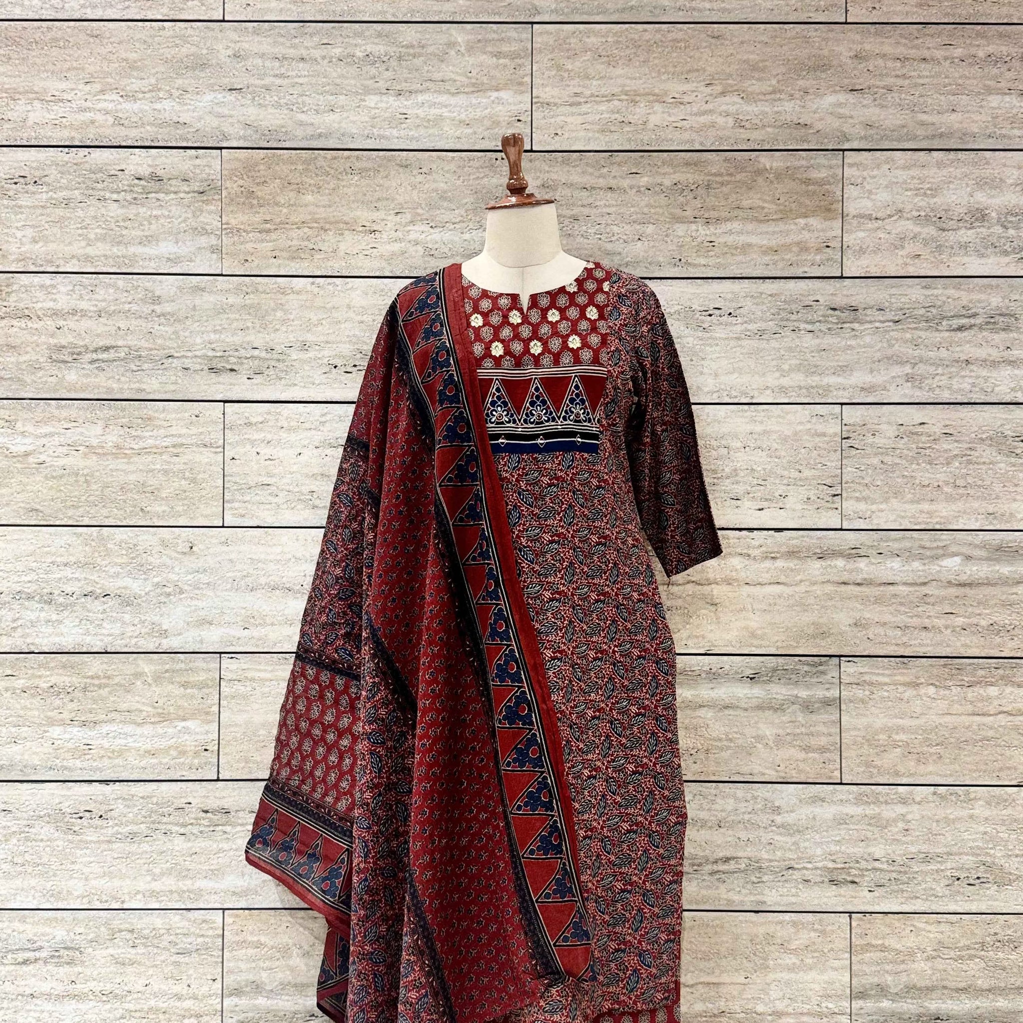 Pure Cotton Three Piece Dupatta Set