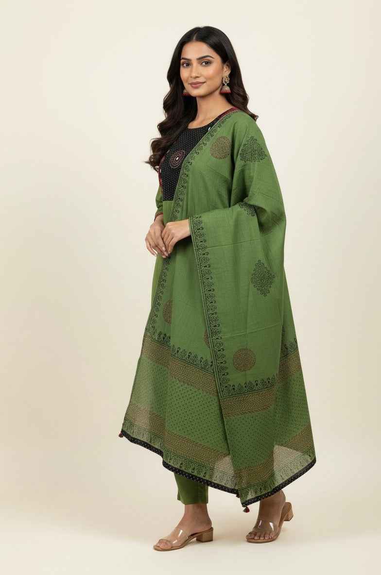 Pure Cotton appliqué Three Piece Dupatta Set CS0156