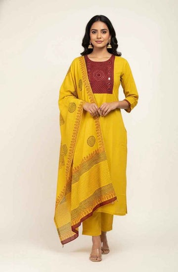 Pure Cotton appliqué Three Piece Dupatta Set CS0156