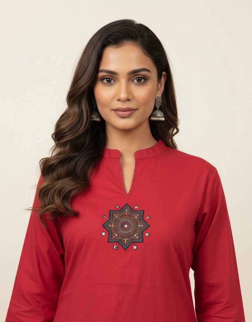 Premium cotton solid kurta with printed Dupatta set CS0157