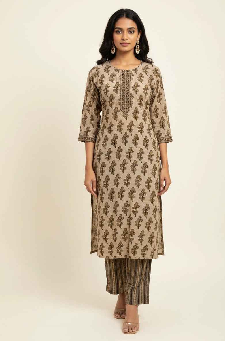 Pure Cotton Three Piece Suit With Quilted Cotton Jacket JK006