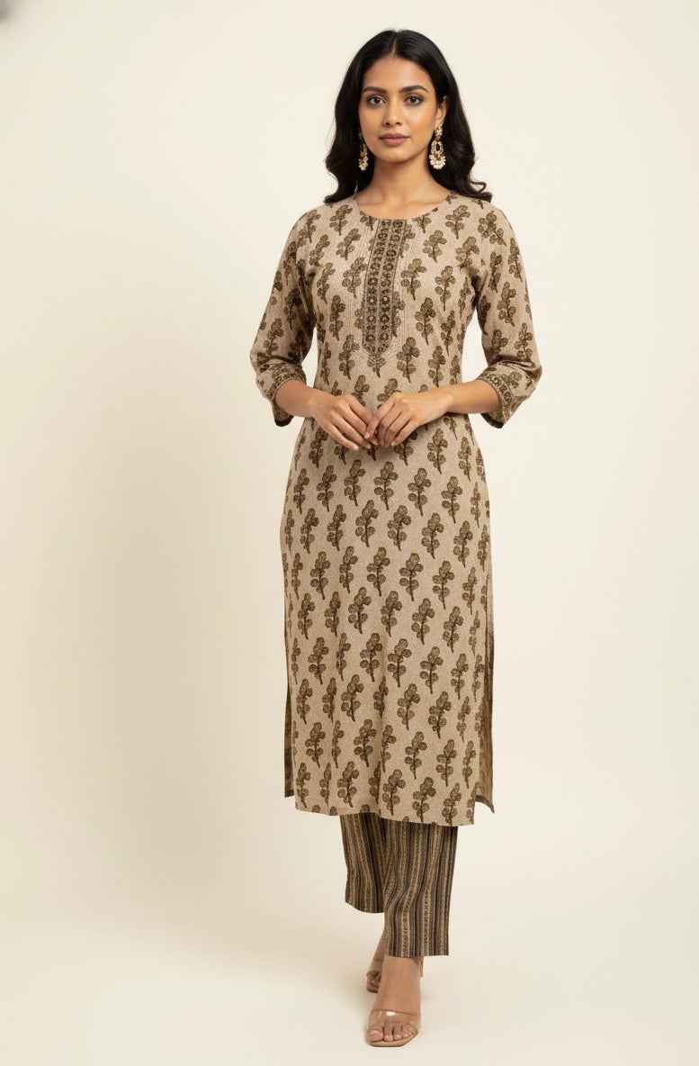 Pure Cotton Three Piece Suit With Quilted Cotton Jacket JK006