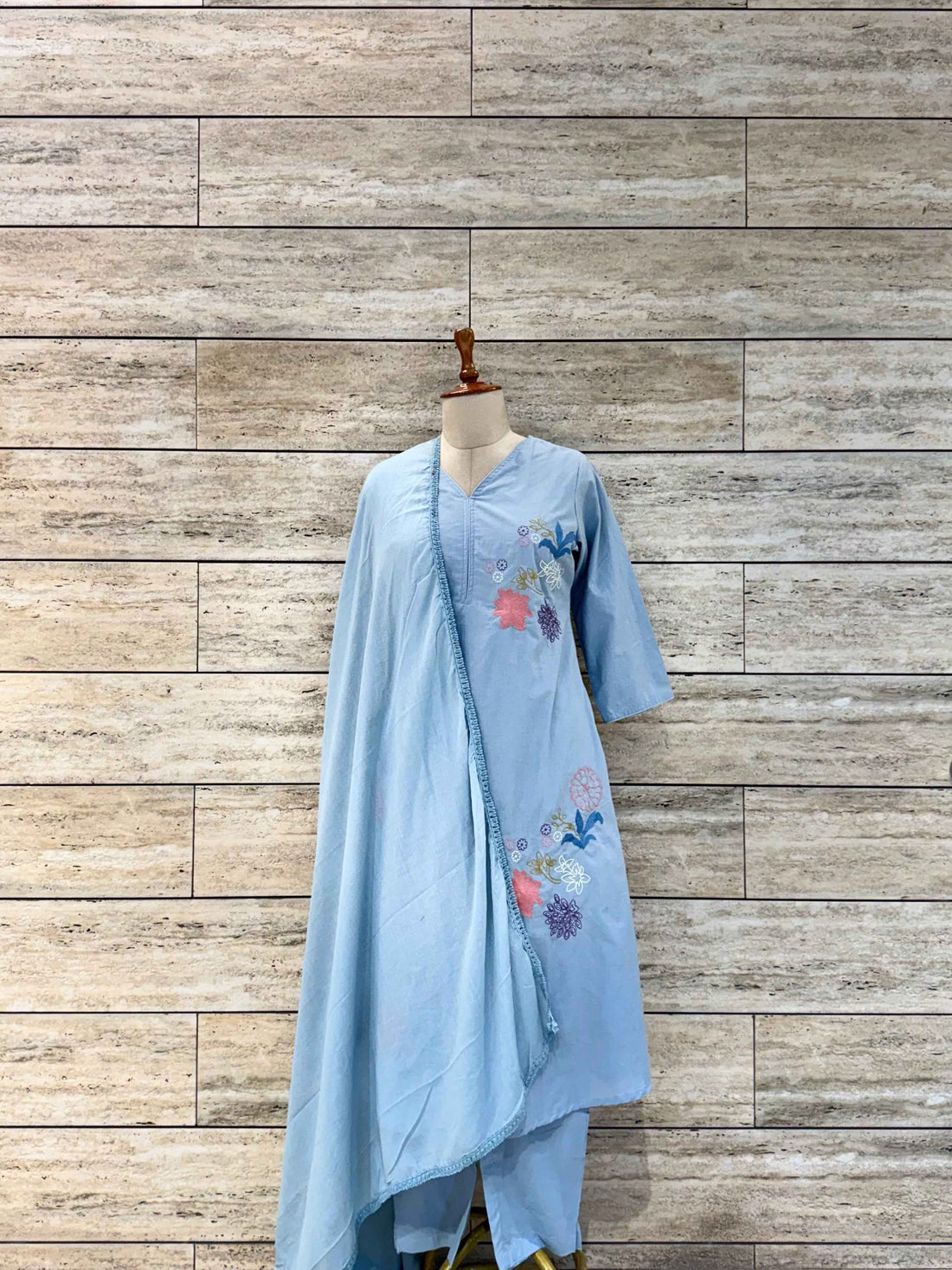 Pure Cotton Three Piece Dupatta Set