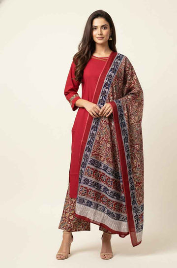 Pure Cotton Three Piece Dupatta Set