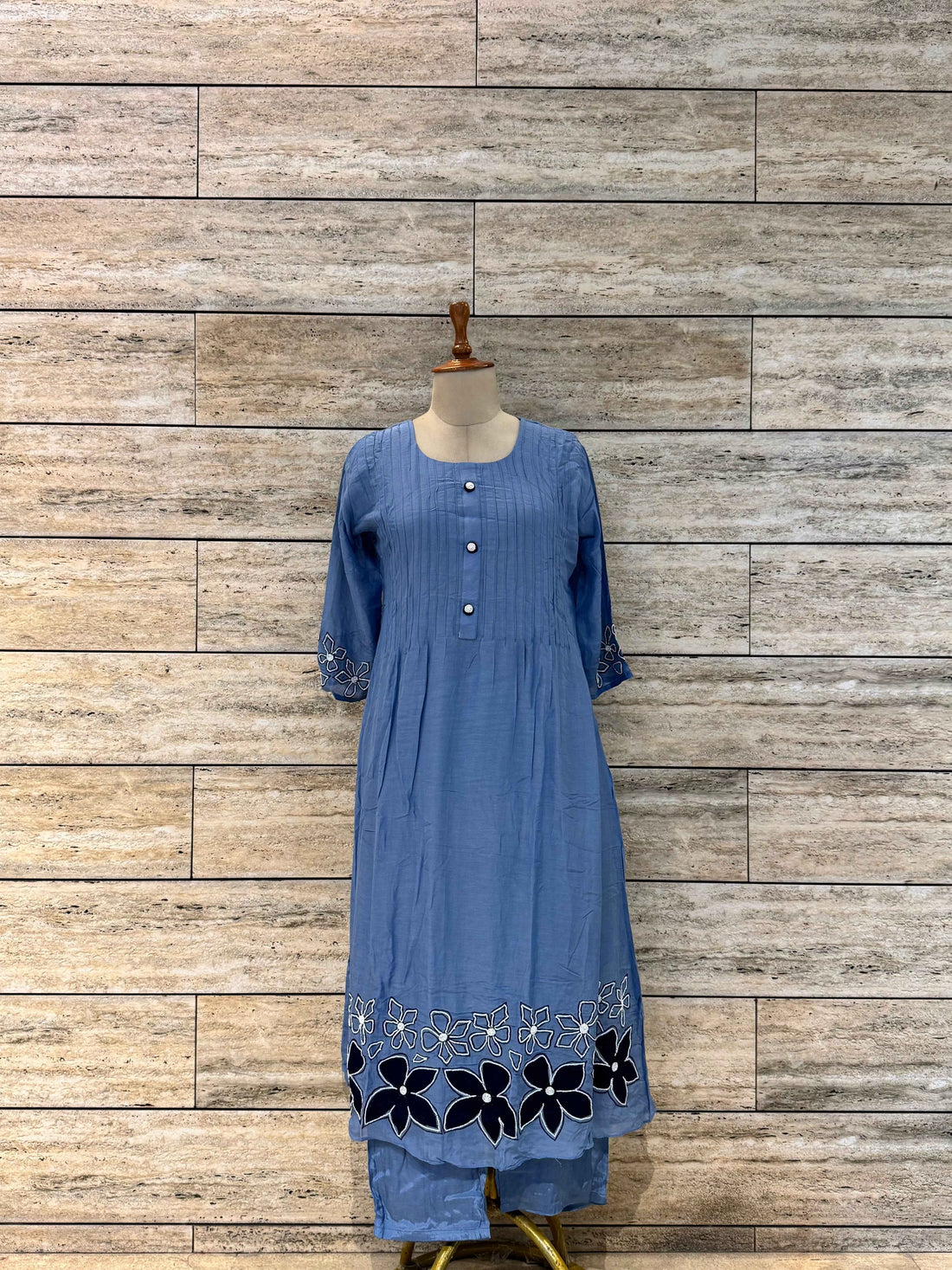 Pure Mul Chanderi A Line Dupatta Set With Embroidery